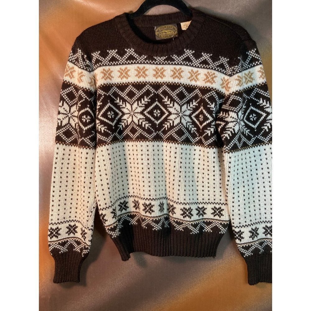 1970’s vintage S brown sweater by Sweater Emporium 38”‎ chest. Box Q